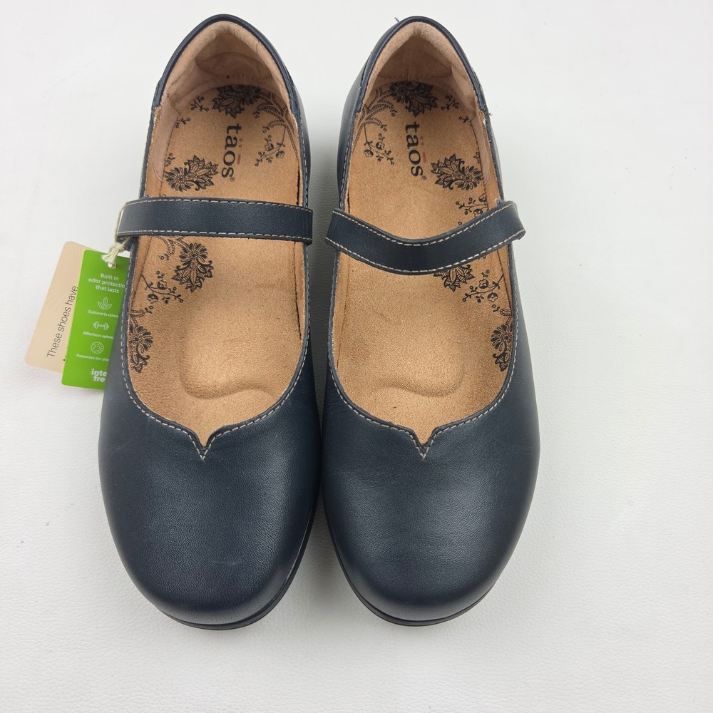 Taos Chorus Mary Jane 7.5W Navy Leather Shoes Comfort Flat CRS-14155 Boho